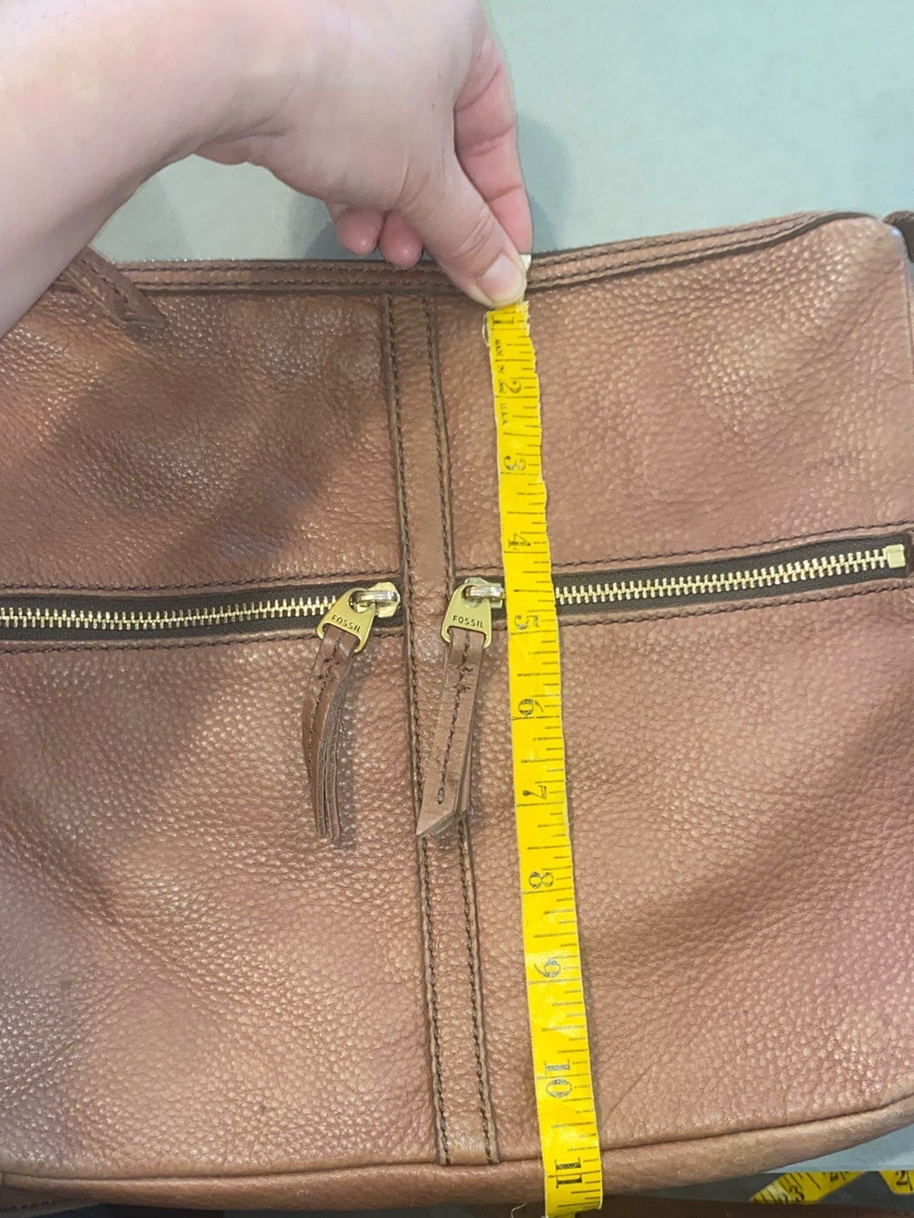 Fossil Erin Crossbody classic pebbled Brown leather Crossbody bag boho western - Picture 12 of 13